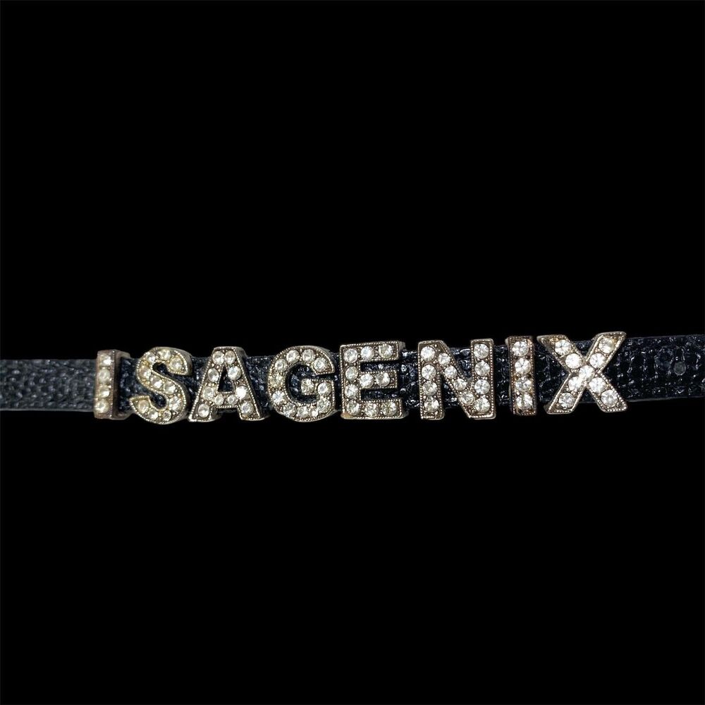 Isagenix Set Rhinestone Bracelet Leather, 2 Award Pins Silver Tourmaline Gems